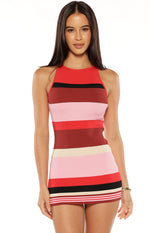 Pearson Pink Stripe Micro Mini Knit Dress Image