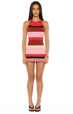 Pearson Pink Stripe Micro Mini Knit Dress Image