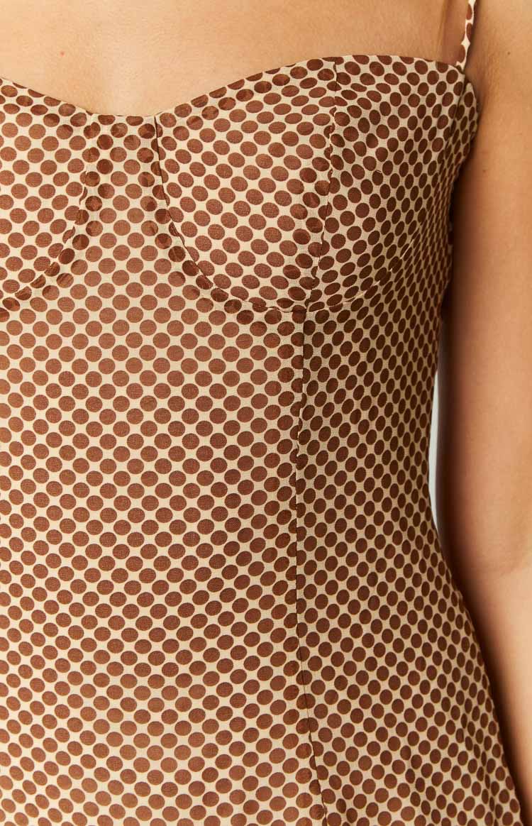 Penny Lane Brown Spotted Mini Dress Image