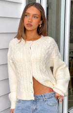 Percy Cream Cable Knit Cardigan Image