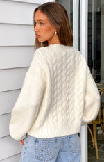 Percy Cream Cable Knit Cardigan Image