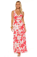 Perez Red Floral Cut Out Maxi Dress Image
