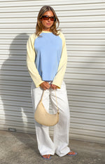 Perry Blue Contrast Raglan Sleeve Top - PRE ORDER