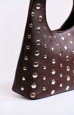 Peta & Jain Jenni Chocolate Pebbled Studded PU Bag Image