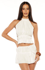 Peyton White Ruched Halter Neck Top Image