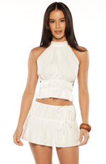 Peyton White Ruched Mini Skirt Image