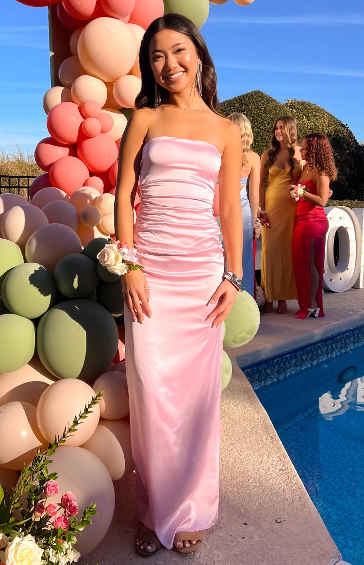 blaise pink satin maxi dress blaise pink satin dress
