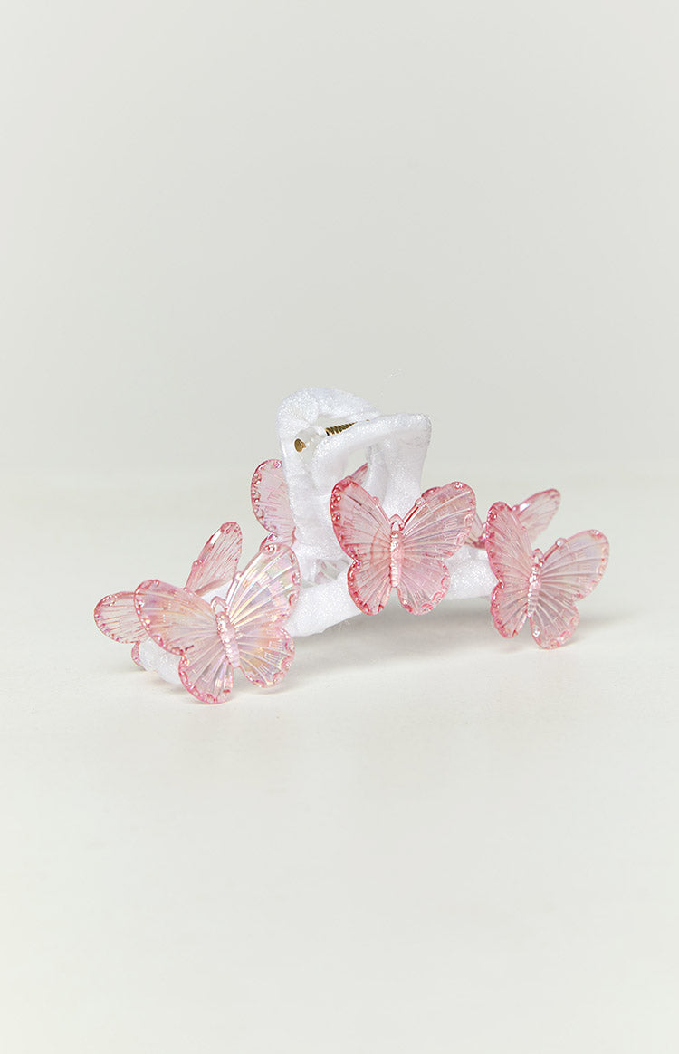 Pink Iridescent Butterfly Claw Clip Image