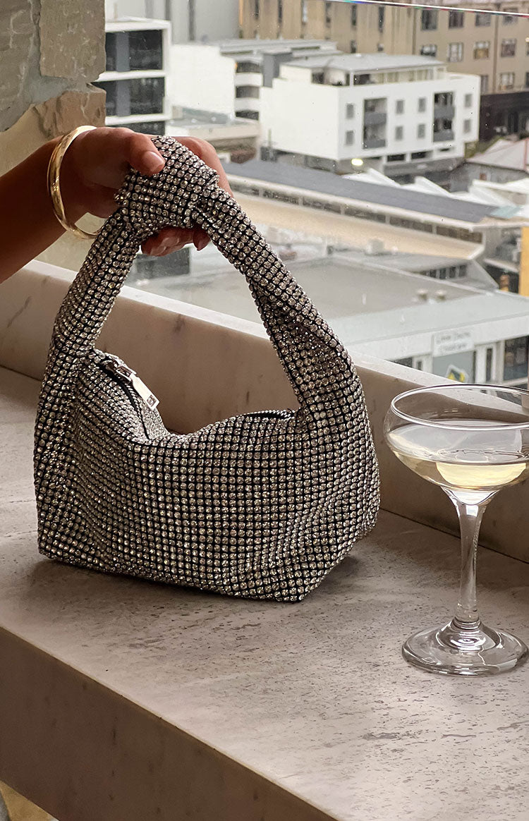 Pixi Silver Diamante Shoulder Bag Beginning Boutique