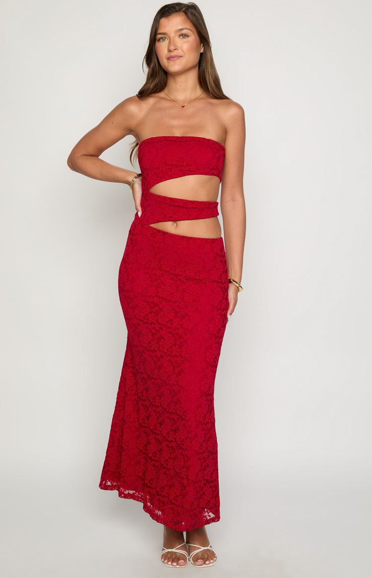 Rae Red Strapless Maxi Dress | Beginning Boutique AU Rae Red Strapless Maxi Dress | Beginning Boutique AU