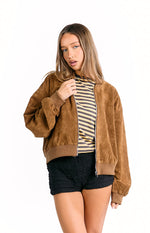 Rebecca Tan Cuffed Suedette Bomber Jacket Image