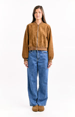Rebecca Tan Cuffed Suedette Bomber Jacket Image