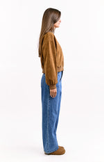 Rebecca Tan Cuffed Suedette Bomber Jacket Image