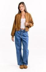 Rebecca Tan Cuffed Suedette Bomber Jacket Image
