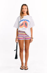 Remie Cream Stripe Knit Shorts Image