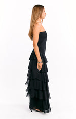Riles Black Strapless Ruffle Maxi Dress Image