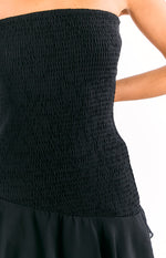 Riles Black Strapless Ruffle Maxi Dress Image