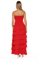 Riles Red Strapless Ruffle Maxi Dress Image