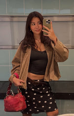 River Brown Suedette Bubble Hem Bomber Jacket - PRE ORDER