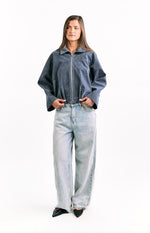 River Steel Grey Suedette Bubble Hem Bomber Jacket Image
