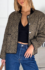 Robbie Leopard Print Quilted Jacket Image