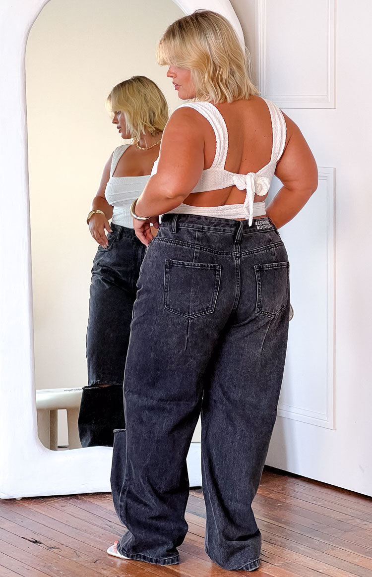 Robin Wide Leg Jeans Black Wash Beginning Boutique AU