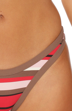 Roma Pink Multi Stripe Contrast Bind Bikini Bottoms