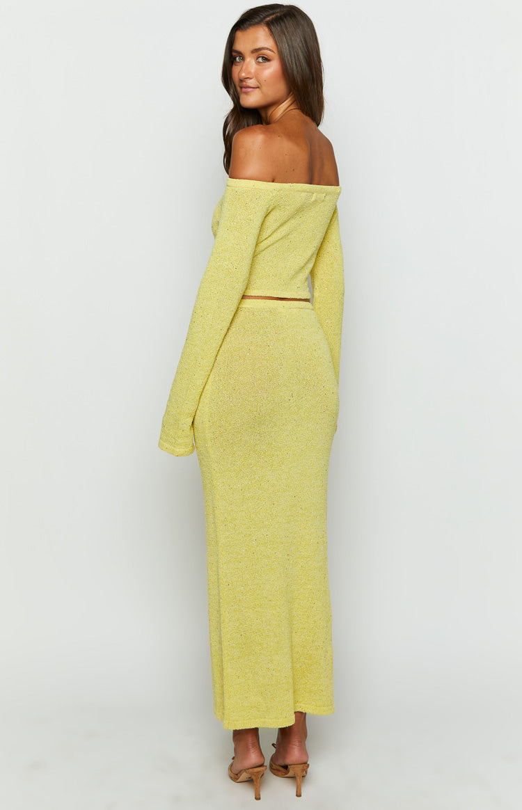 Romie Yellow Knit Maxi Skirt Image