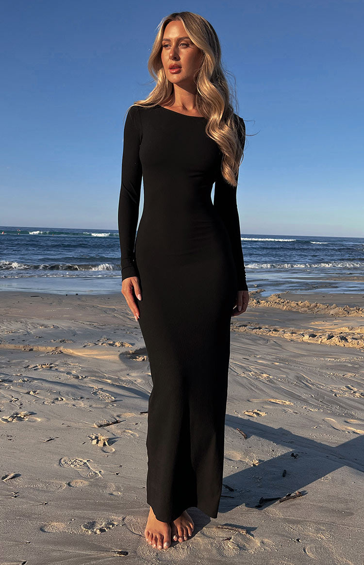 Romilly Black Long Sleeve Maxi Dress Image