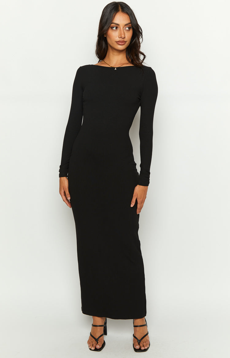 Romilly Black Long Sleeve Maxi Dress Image