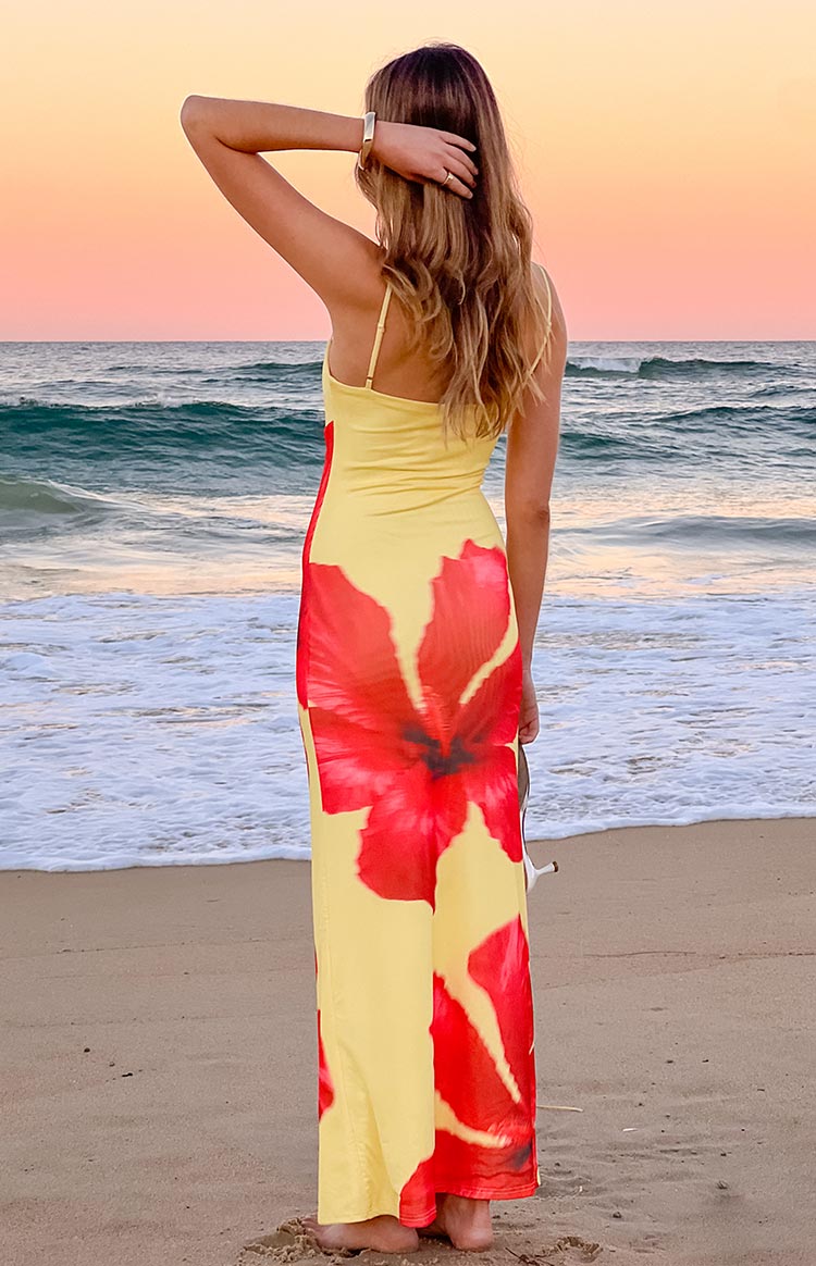 Rosalyn Yellow Hibiscus Print Maxi Dress Rosalyn Yellow Hibiscus Print Maxi Dress