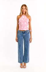 Santana Pink Sequin Halter Neck Top Image