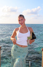 Another World Teal Sequin Midi Dress Image