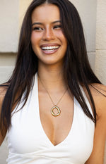 Sayla Gold Circle Pendant Necklace Image