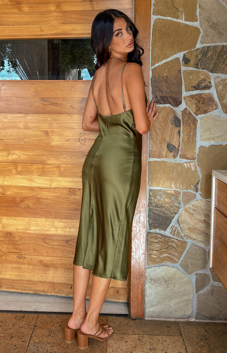schiffer slip midi dress champagne Schiffer Slip Midi Dress Khaki