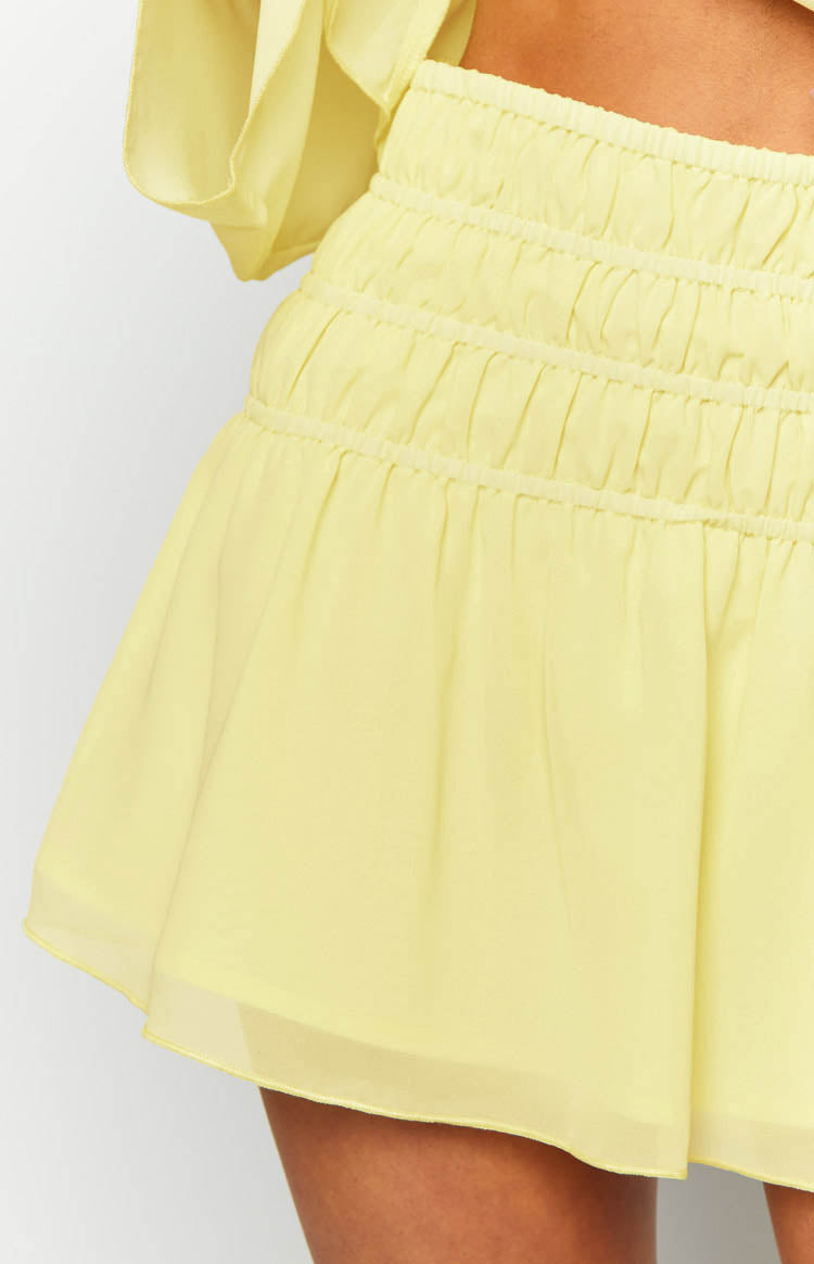 Sean Yellow Chiffon Mini Skirt Image
