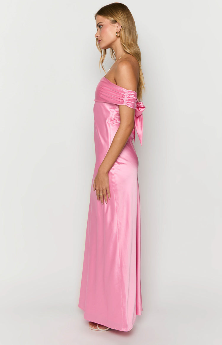 Seraphina Pink Off The Shoulder Maxi Dress – Beginning Boutique