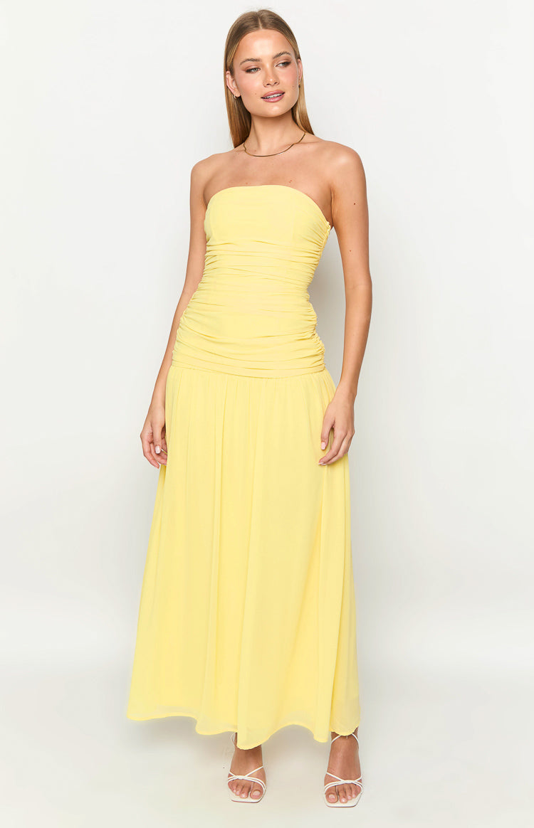 Sinclair Yellow Strapless Maxi Dress | Beginning Boutique AU