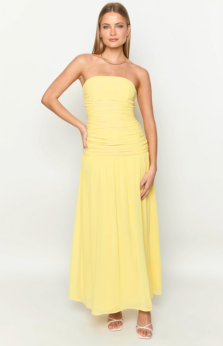 Sinclair Yellow Strapless Maxi Dress | Beginning Boutique AU