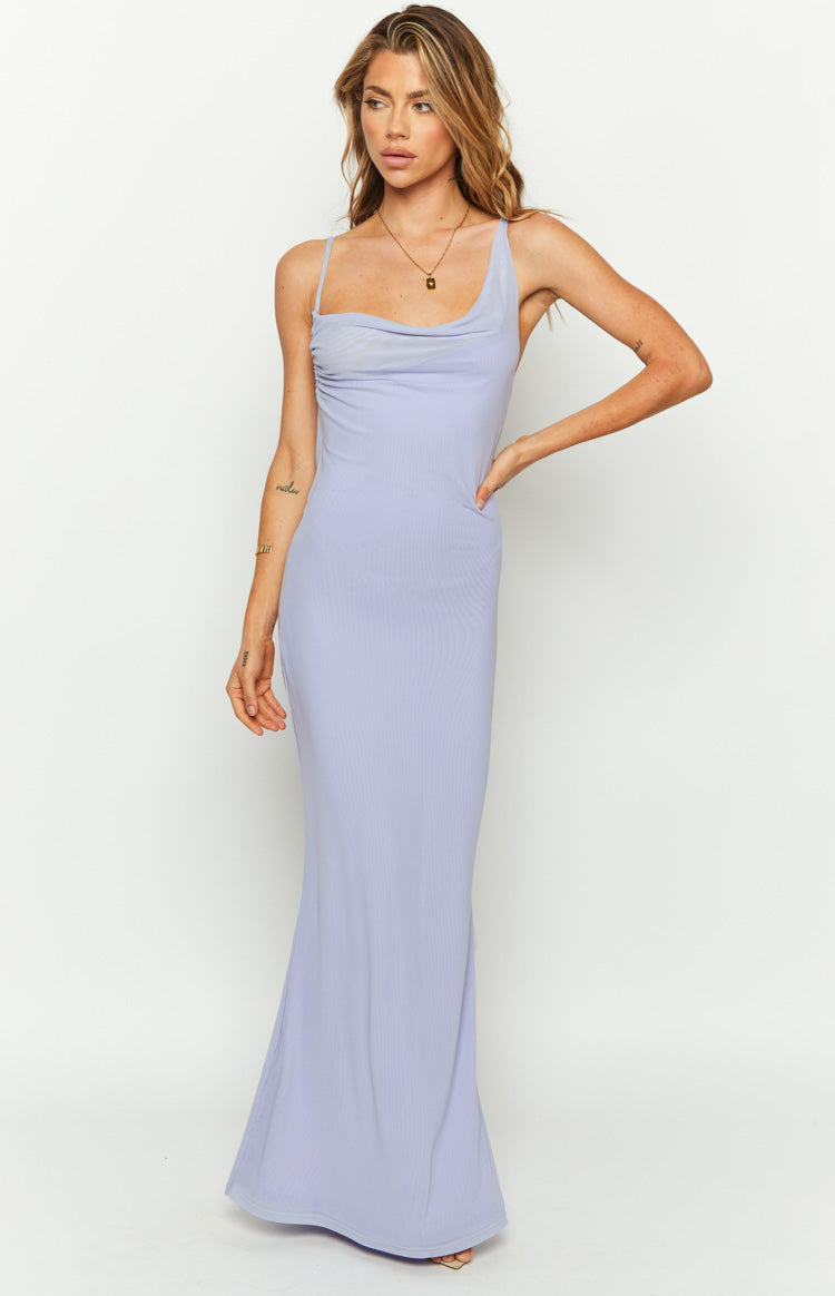 So Lovely Lilac Mesh Maxi Dress Image