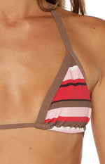 Sofie Pink Multi Stripe Contrast Bind Triangle Bikini Top Image