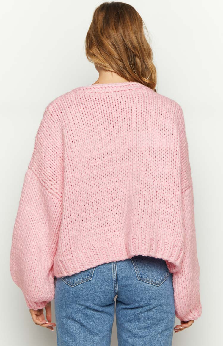 Sorbet Pink Chunky Cardigan Image