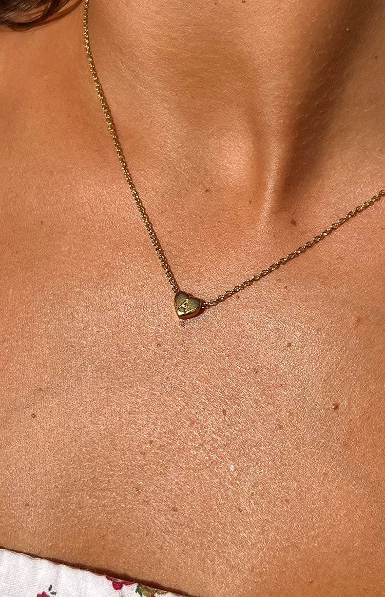 Gold Chain Heart With Letter Necklace Gold-Plated Heart Initial