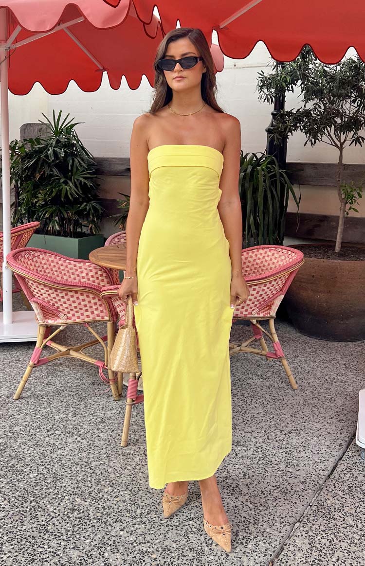 Summer Lemon Strapless Midi Dress Image