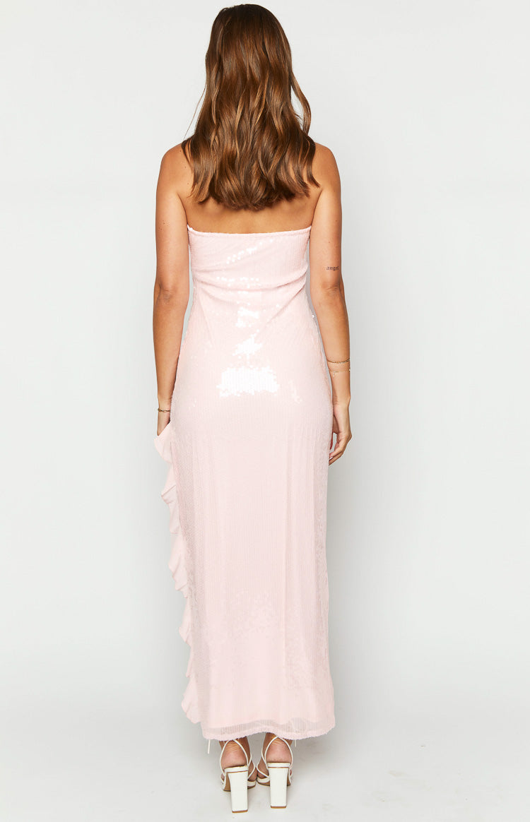 Sunsets Pink Sequin Strapless Formal Maxi Dress Image