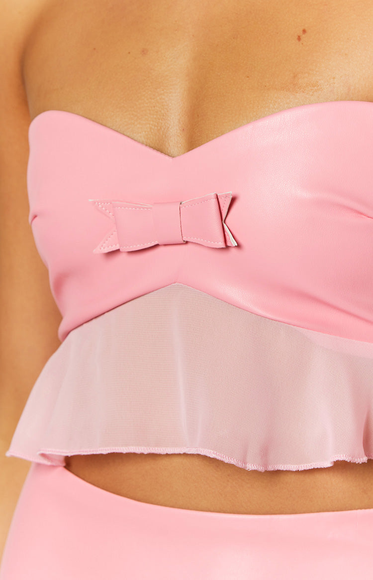 Sweetest Pink Strapless Crop Top Image