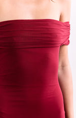 Tabitha Wine Off Shoulder Mesh Maxi Dress Image