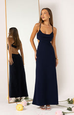 Taleah Navy Crepe Formal Maxi Dress Image