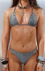 Talk That Talk Grey Sparkle Eyelet Bikini Bottoms Image