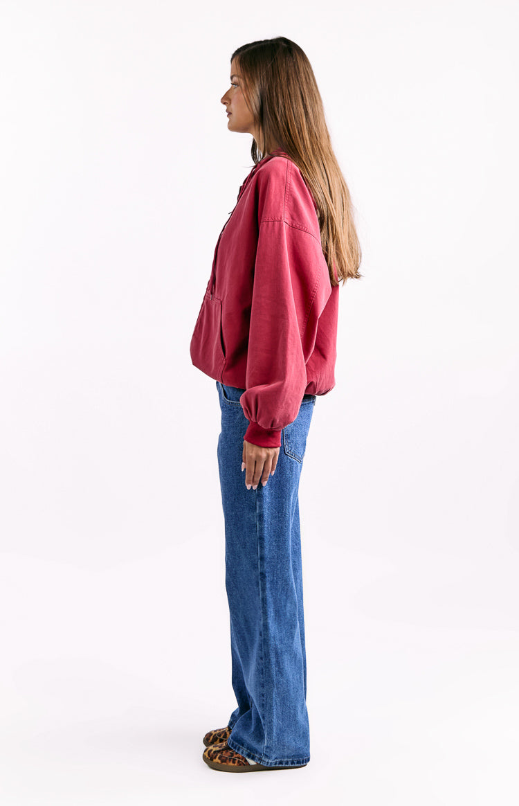 Tate Washed Red Oversized Hooded Jacket Image